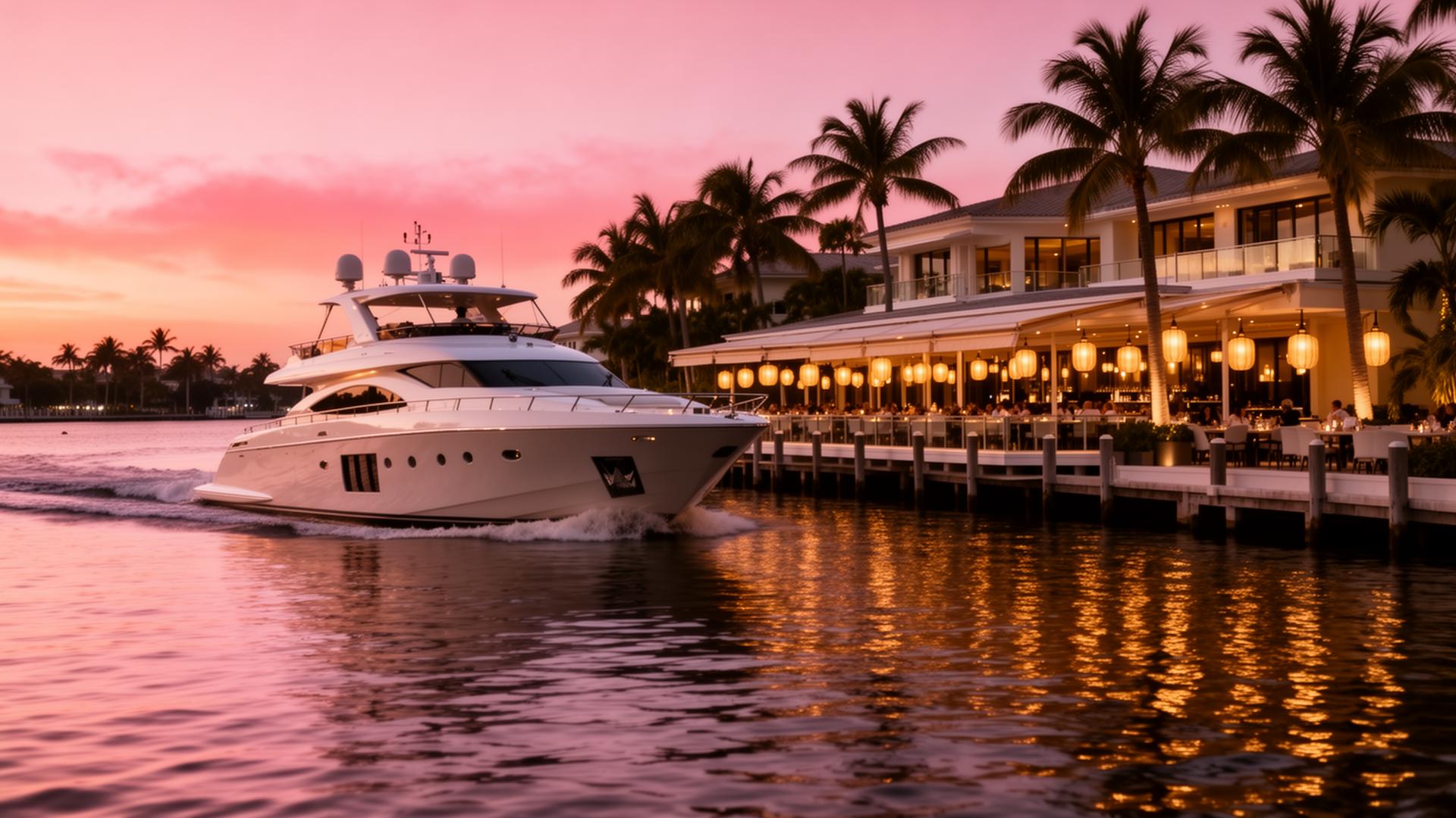 Waterfront Dining & Sunset Cruising — Palm Beach yacht charter